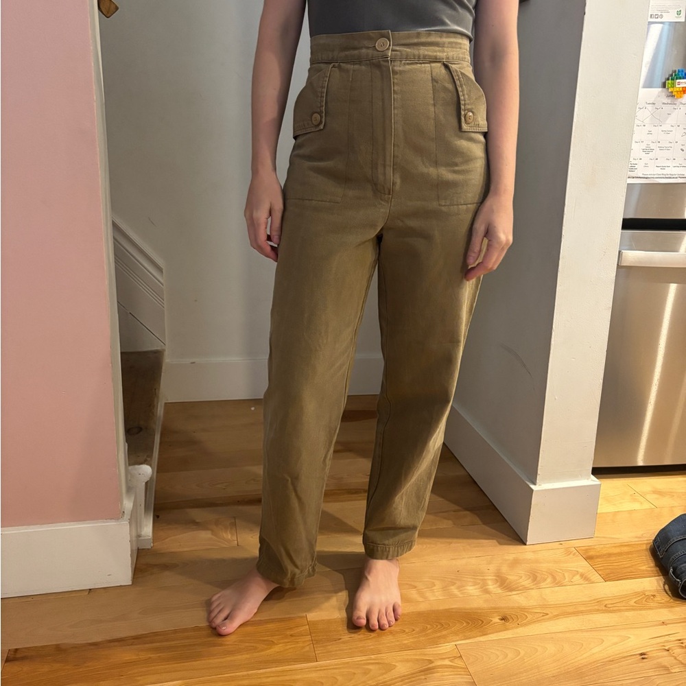 Ilana Kohn High-Waist Utility Trousers in Olive